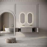 Belgravia Double Vanity Unit & Stone Basin 1400mm Sabbia Grigio Oak